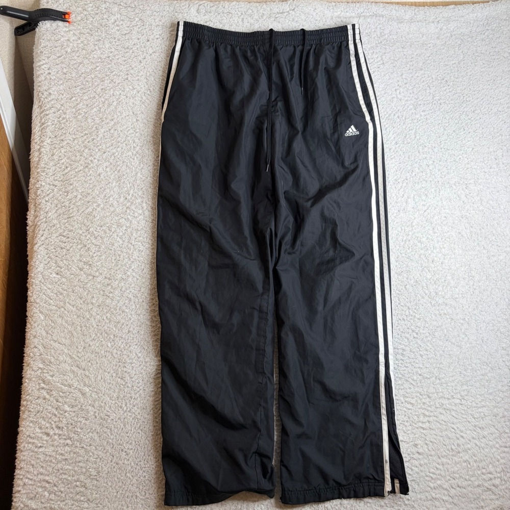 Adidas Y2K Track Pants Mens Large Black White Stripe Windbreaker baggy loose fit